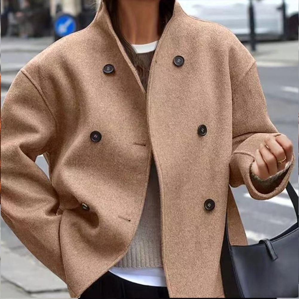 Damski płaszcz zimowy, krótki  – Wool Coat Peacoat recenzja i cena